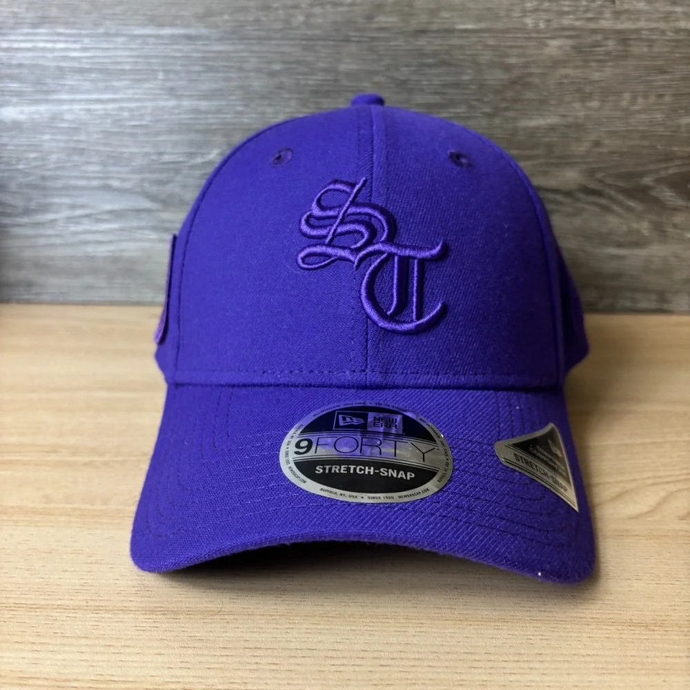 New Era Hat Cap Snap Back Trucker Purple Ski Skiing Embroidered Mens